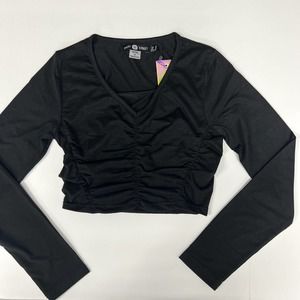 Daisy Street | Ruched V-Neck Long Sleeve Crop Top